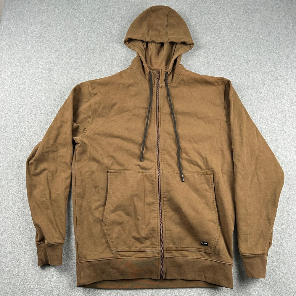 Smith + Rogue Zip Hoodie Mens Medium Banquet Fleece Brown Tanguis Cotton